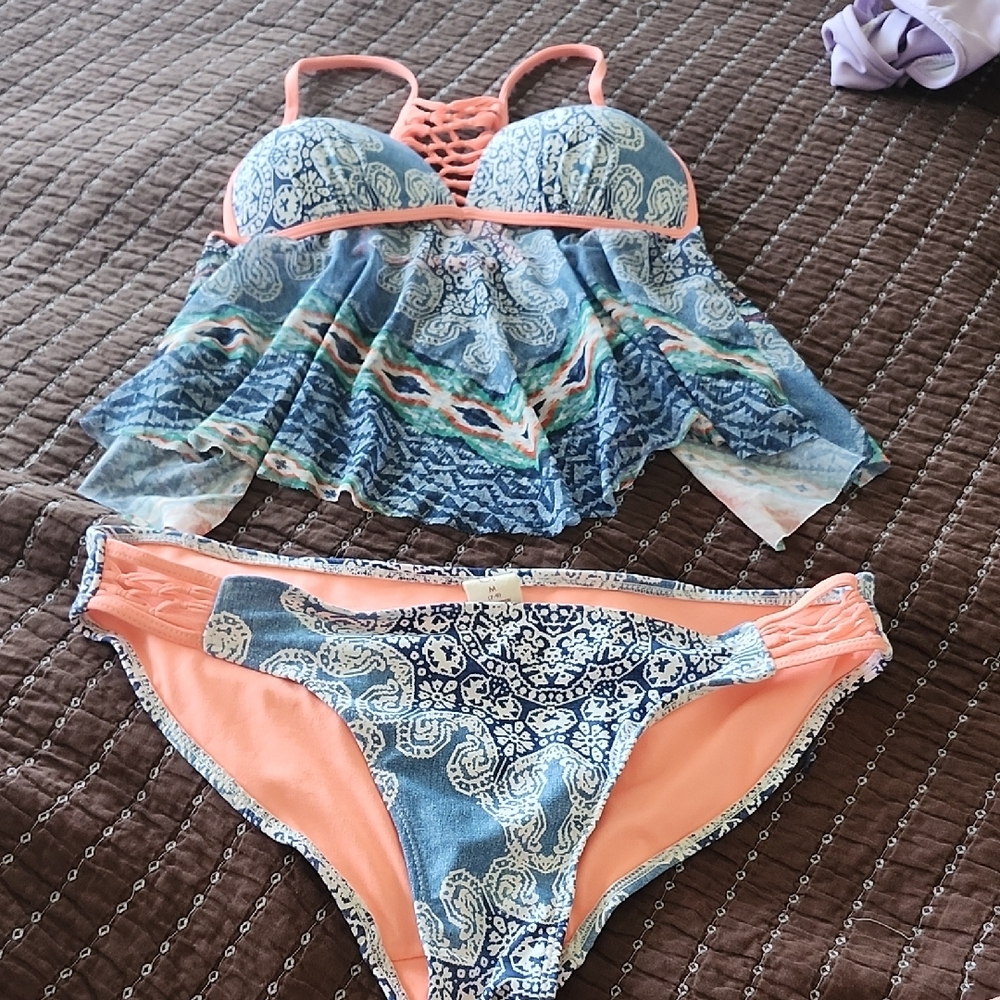 OP Multi-Color Paisley Bikini Tankini Set